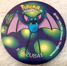 RARE 1998 Tazos POKEMON 1 ZUBAT #41 SABRITAS Mexico Tazo Pog Nintendo NOS