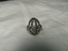 ...Sterling Silver,Marcasites,Abalone Ring...Size 4.25...