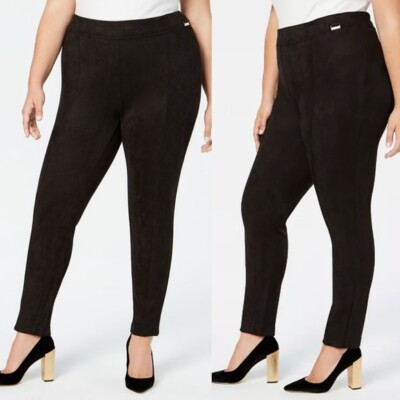 NWOT Calvin Klein Faux Suede Pants Trousers Stretch size 2X Black