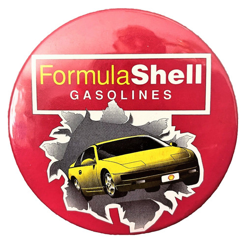Formula Shell Gasolines ~ 3" Diameter Pinback: Excellent:  SHIPS FREE & INSURED