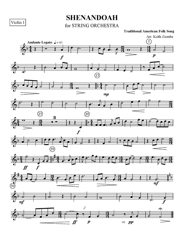 Shenandoah arr. for String Orchestra NEW 4 minutes arr. K. Ziemba - Image 2 of 4