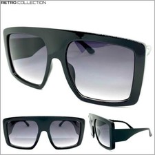 Oversized Exaggerated Retro SUNGLASSES X-Large Huge Jumbo Big Square Black Frame