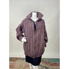 HandKnit Vintage Purple Sweater w/ Zip Off Sleeves  Collar 1980s Sweater Vest