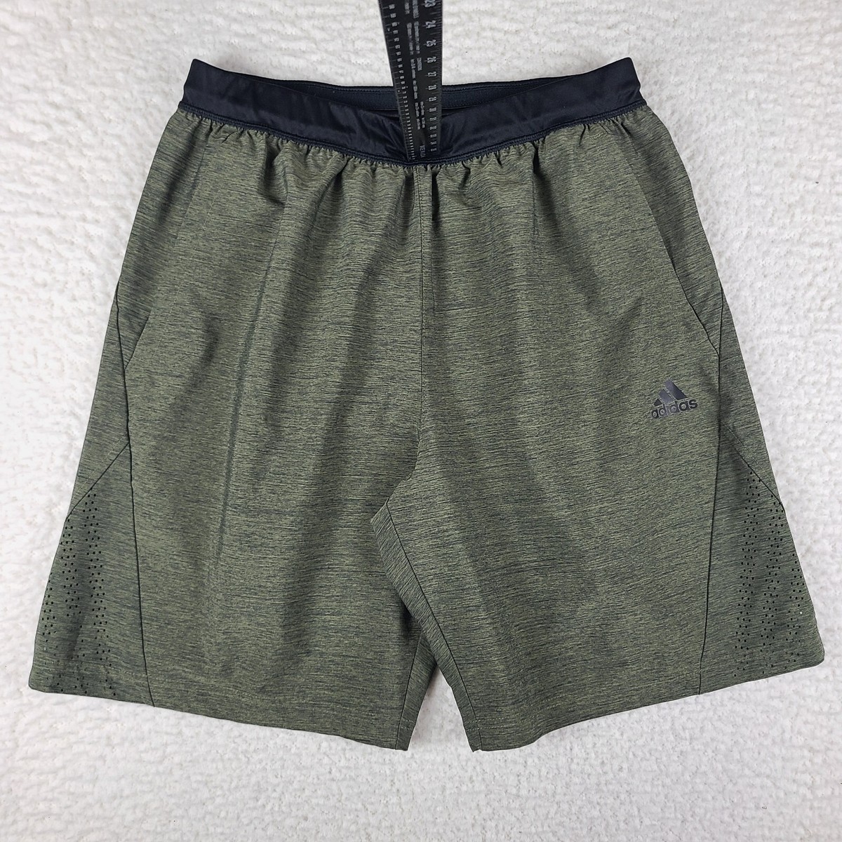 Adidas Shorts Mens Large Olive Green Track Gym Basketball Baggy - Main Image