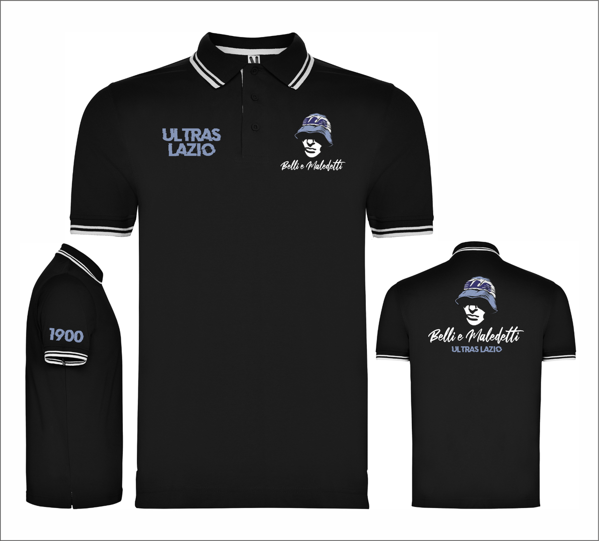 Polo in cotone 100% pique bicolore degli ultras Lazio curva nord