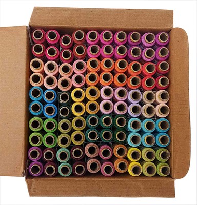 Lot of 100 Assorted Tubes Spools 100% Polyester 2 ply Sewing Machine Thread Yarn