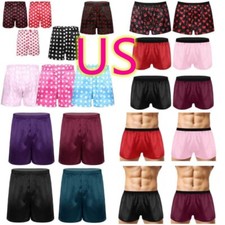 Mens Smooth Silky Satin Boxer Shorts Sports Loungewear Short Pants Underwear