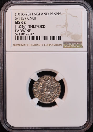 England "Cnut the Great" Silver Penny S-1157 (1016-23 AD) - NGC MS62! Very Rare!