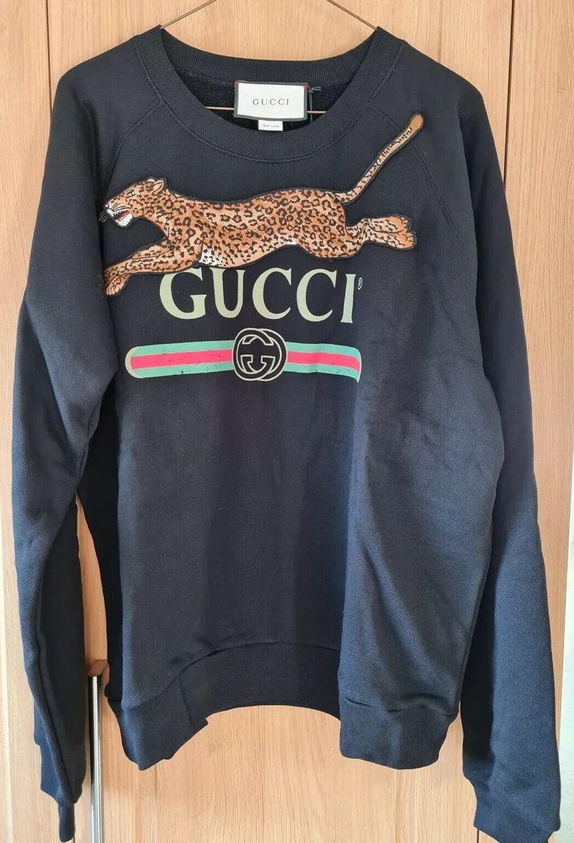 Gucci Black Vintage Logo Print Cotton Hooded Sweatshirt M Gucci