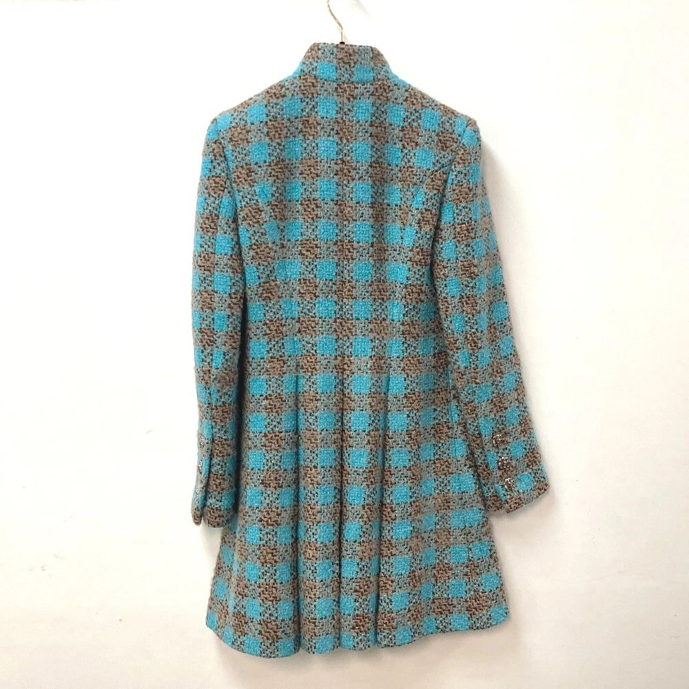 CHANEL P73646 CC Mark Bijoux bottoni strass tweed misto 22K 22K cappotto lungo