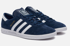 Adidas Hamburg Originals Mens Shoes Trainers UK Size 7 - 12 S74838 Navy - White