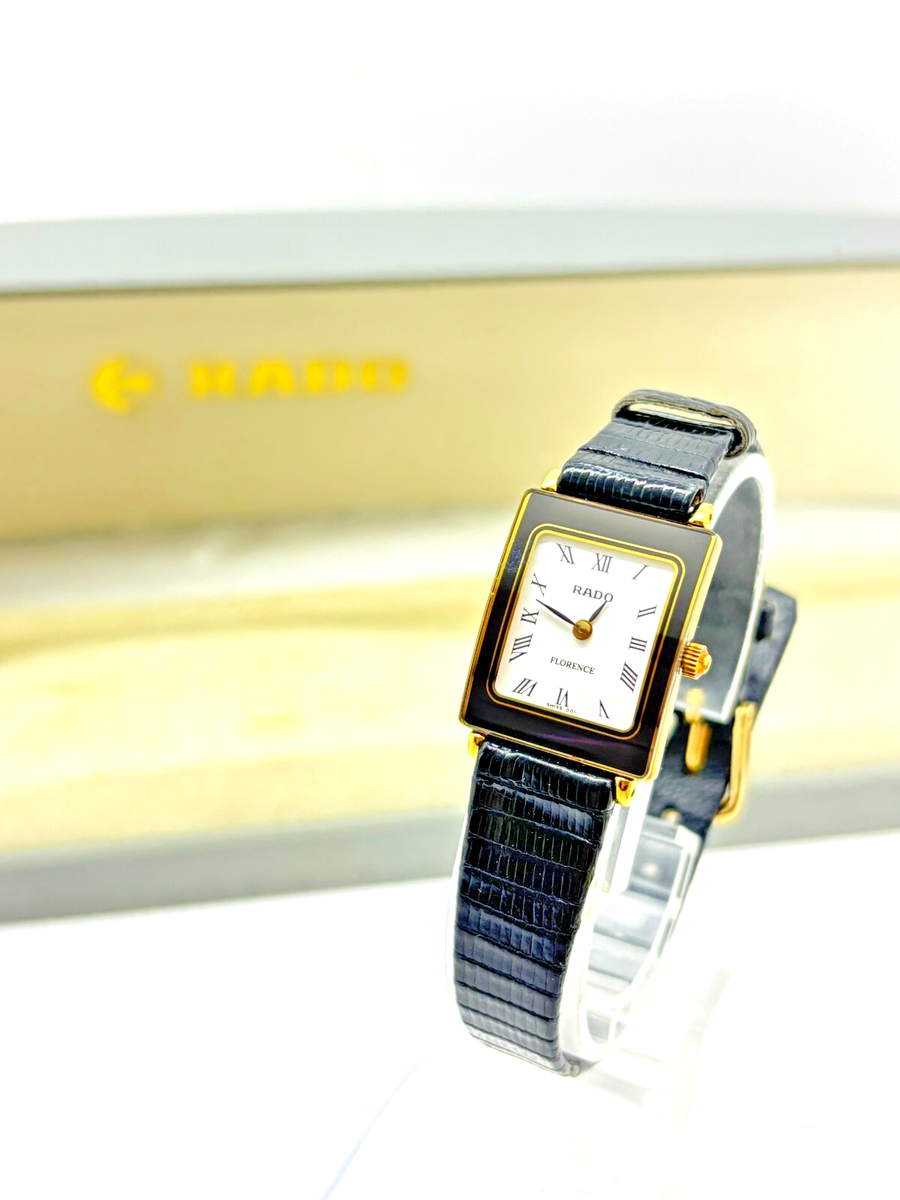 Near Mint w/Box] RADO Florence 153.3606.2N Black Dial Quartz