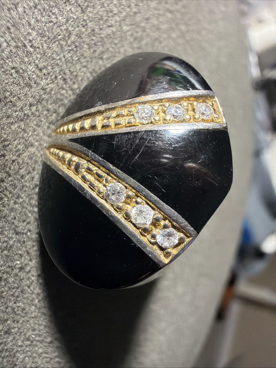 AHC Alexander Hamilton Crawford Sterling Silver Black Resin Ring Sz 8 Jewelry NR View 2