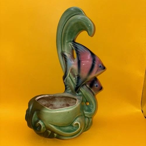 Vintage Hull Pottery "Ebb Tide" Angel Fish Vase 10 Inches Tall