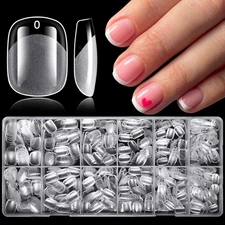 750Pc Extra Short Squoval Nail Tips Clear Fake Nails XS Short round Square Gel N