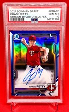 2021 Chase Petty Bowman Draft Chrome DP Auto Blue Refractor /150 PSA 10