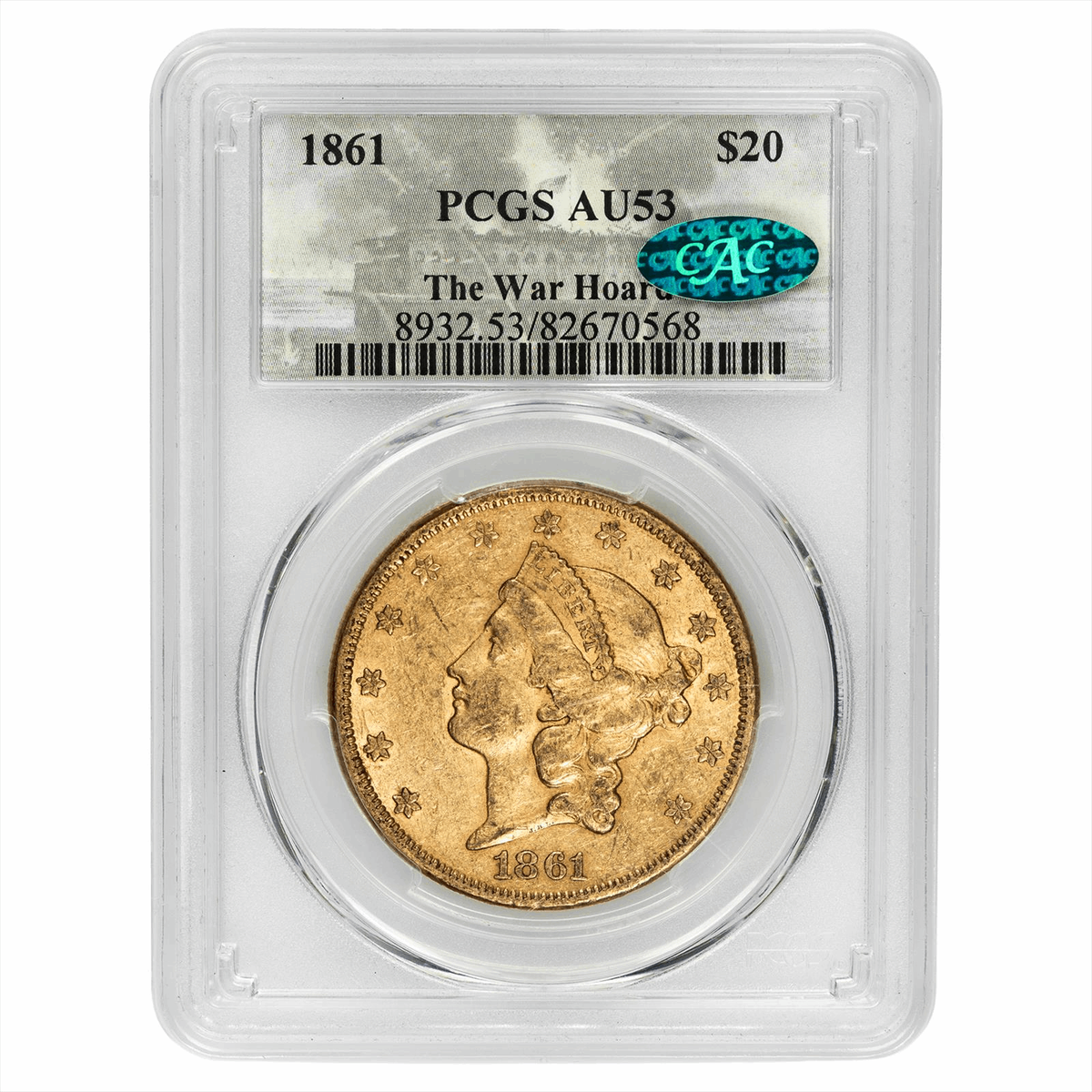 1861 Liberty Head Gold Double Eagle $20 PCGS AU 53 CAC | eBay