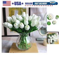 PU Fake Tulips Real Touch Artificial Flowers 10Pcs Flower Arrangement Bouquet...