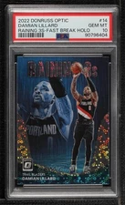 2022 Donruss Optic Raining 3s Fast Break Holo Prizm Damian Lillard PSA 10 GEM MT