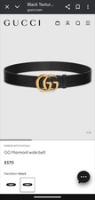 Gucci Marmont GG Logo Leather Belt 75/25" Black Gold- NWT / NIB