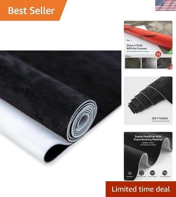 Superior Black Suede Headliner Fabric 98'' L x 60'' W - Ideal for Car and Home DIY