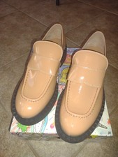 Jeffrey Campbell Librarian Dark Nude Patent Loafers size 10M