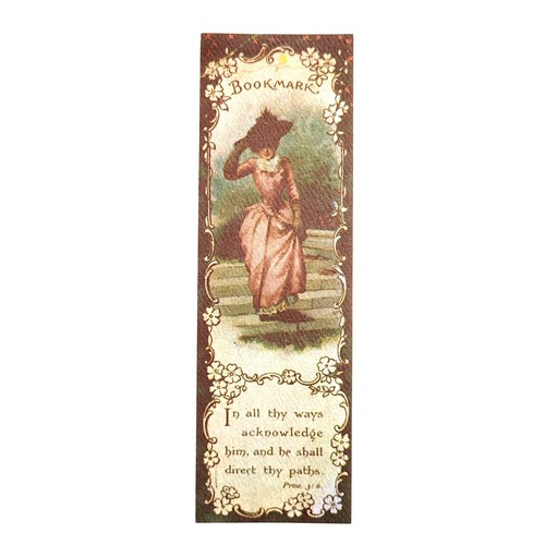 Vintage 70s Proverbs Scripture Lady Bookmark Evergreen Press- 1800s Reproduction - 第 1/10 張圖片