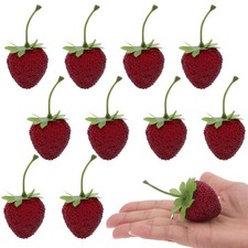10pcs Fake Faux Berry Decoration Realistic Strawberries Lifelike Simulation P...