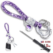 Crystal Bling Keychains, Car Key Chain Glitter Key Ring, Rhinestone Purple