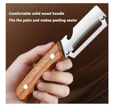 Premium Vegetable Peeler with Wooden Handle and Bottle Opener: 2-in-1 Tool