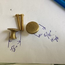 Two Vintage solid brass small 5/8  Inch Round Knob For Drawer Or Cabinet W/screws