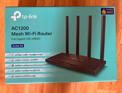 TP-LINK Archer C6 AC1200 Dual-Band MU-MIMO EasyMesh Gigabit WPA3 4x LAN
