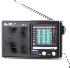 Portable Radio AM FM, Transistor Radio, Plug in Wall or Battery Operated Radio