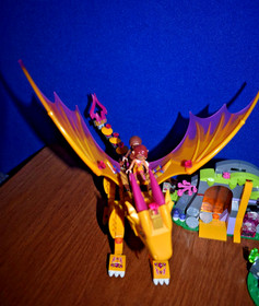Lego ELVES Retired Fire Dragon's Lava Cave 41175 Figs Zonya Mostly Complete 2016