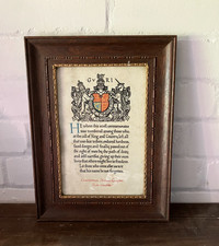 Military British Memorial WW1 Death scroll. Scots guards. Framed and glazed.