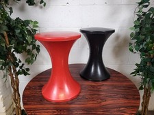 Pair Of Vintage Retro Tam Tam Stools Black & Red Funky Mid-Century Free Post