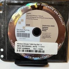 Windows 7 Ultimate 64 Bit UPGRADE ACADEMIC STUDENT EDITION STUDENT SYSTEMS MEDIA