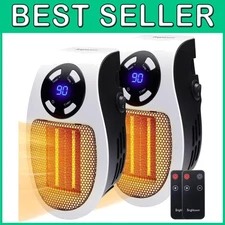 Compact Wall Plug-In Heaters 2-Pack with Remote Control