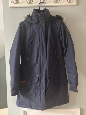 Columbia Icelandite TurboDown II Women s L Blue Long Parka Waterproof Fur Hood