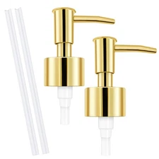 2 Pack Gold Soap Dispenser Pump Replacement For Lotion & Glass Bottles Standard