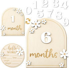 Baby Monthly Milestone Cards with Hello World Newborn Sign, Daisy Baby Milestone