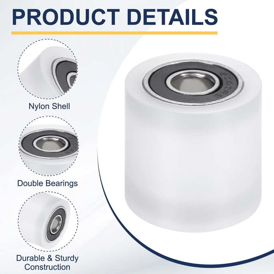 4Pcs Nylon Roller Wheel with Bearings, 3/8"x1-3/8"x1-3/8" Nylon Pulley - Image 3 of 4