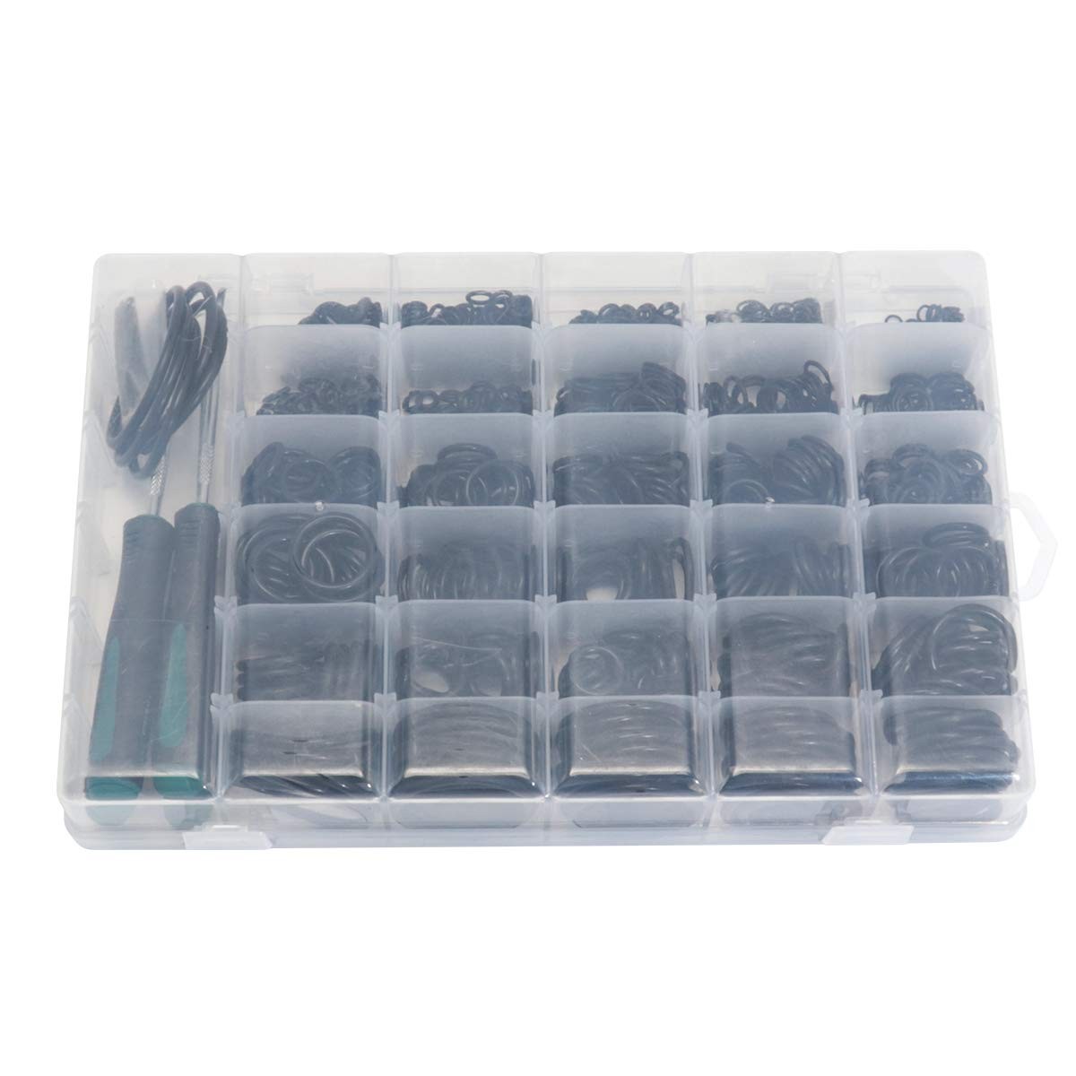 KOOTANS 32Size 1225Pcs Metric Nitrile Rubber O Rings Assortment Kit + 4pcs O-...
