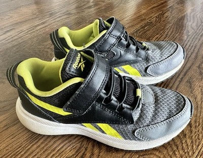 Kids 13 Reebok Road Supreme Black Gray Yellow Sneaker