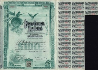 MEXICO / BANK : Banco Central Mexicano 1905 w uncanc dividend coup.