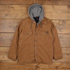 Dickies Workwear Jacket M Mens 00s Brown Hooded Casual Overshirt Snap Chore