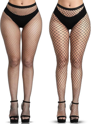 2 PCS Netzstrumpfhose Schwarz, Fishnet Stockings Strümpfe Strumpfhosen Netzstrüm