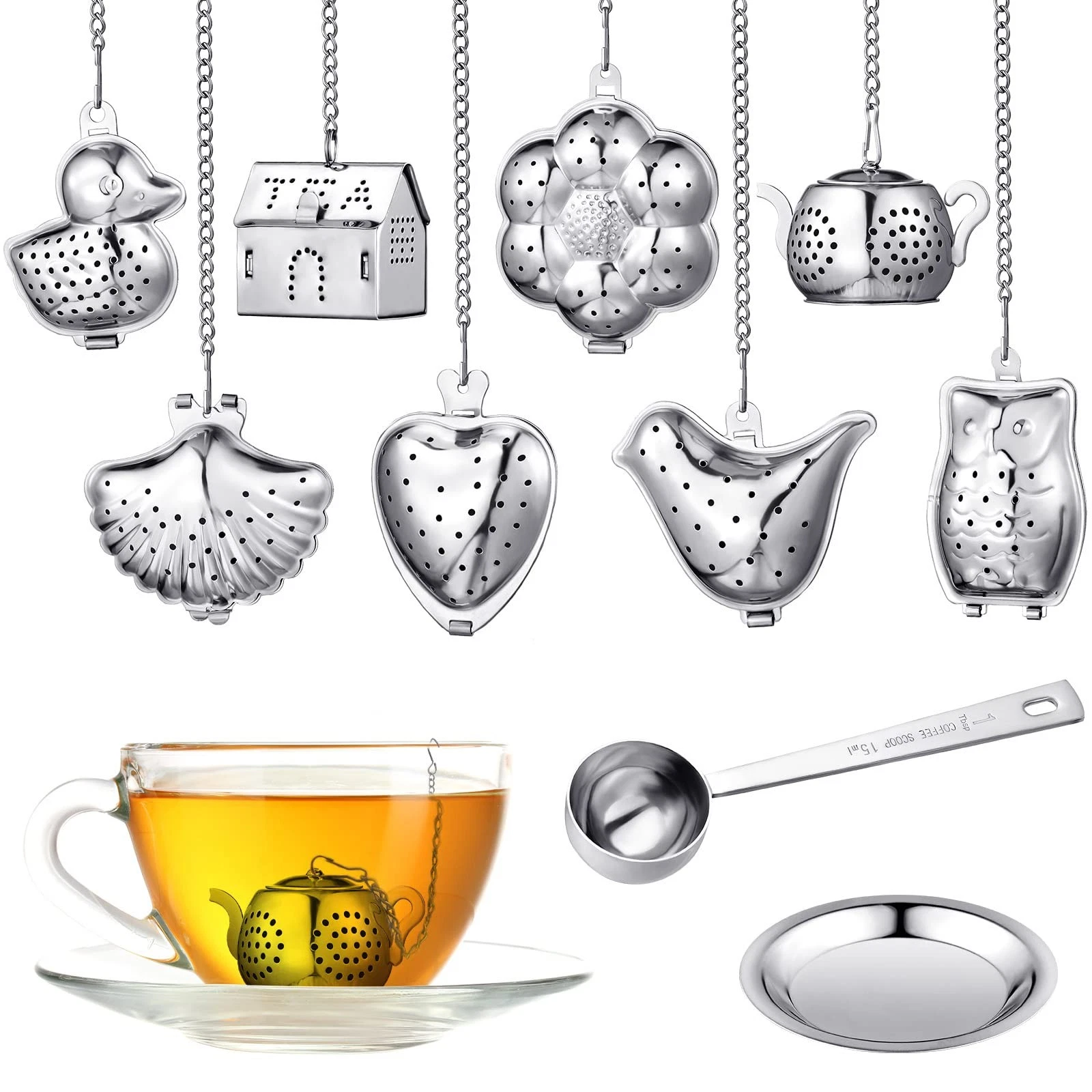 10 Sets Loose Leaf Tea Infuser Set Stainless Steel Tea Strainer for Loose Tea...