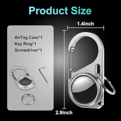 Llavero Mosquetón para Estuche Air Tag, Metal Antigolpes Etiquetas de Aire Plateado 1 pieza Foto 4 de 4
