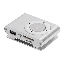 MP3 Player, Portable Digital Music Media Player Mini MP3 Back-Clip Silver